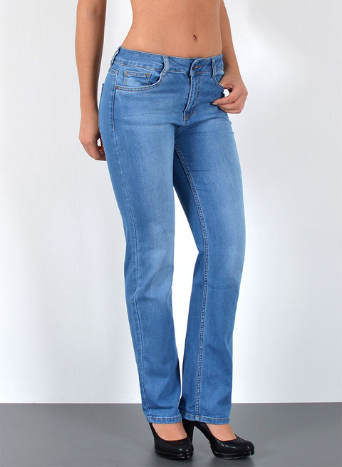High Waist Jeans Straight Leg Hose für Damen Blau