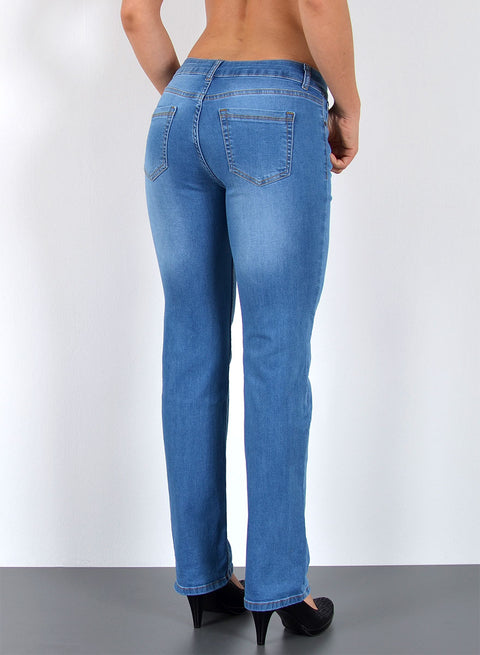 High Waist Jeans Straight Leg Hose für Damen Blau