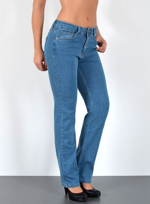 Straight Fit Jeans mit hohem Bund und Stretch
