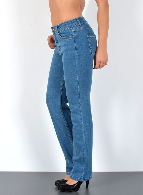 High Waist Damen Straight Fit Jeans Hose Geradeschnitt bis Übergröße