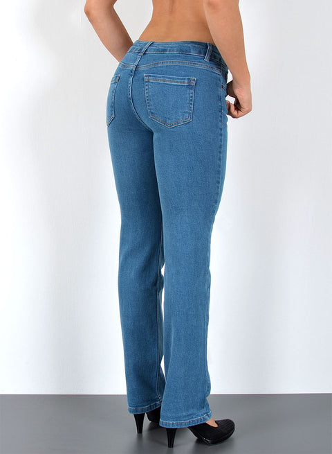 High Waist Damen Straight Fit Jeans Hose Geradeschnitt bis Übergröße