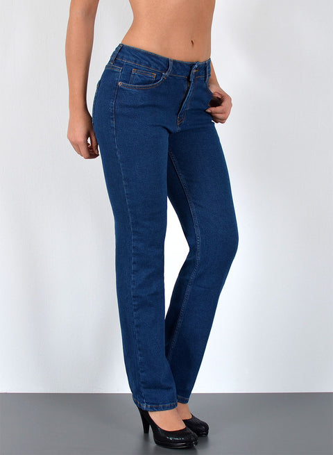 High Waist Jeans Straight aus weichem Baumwollstoff