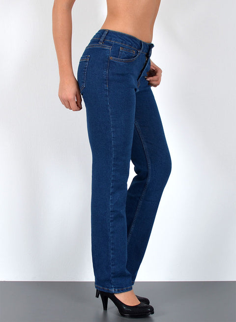 High Waist Jeans Straight aus weichem Baumwollstoff