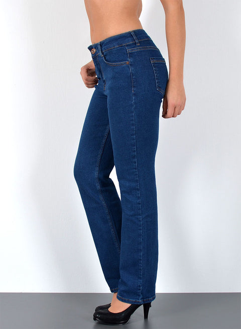 High Waist Jeans Straight aus weichem Baumwollstoff