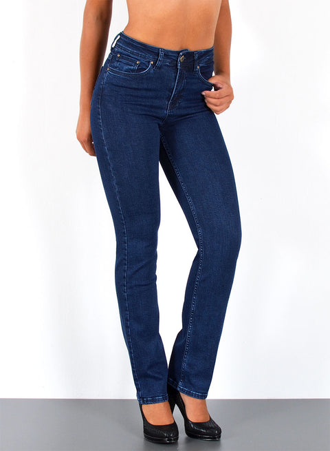 Straight Fit Jeans High Waist Hose mit Stretch bis Plussize Größe