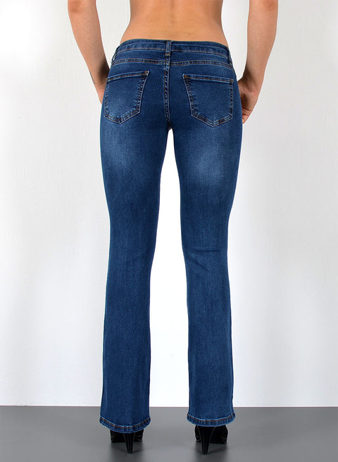 Damen Schlaghose Bootcut Jeans Low Rise