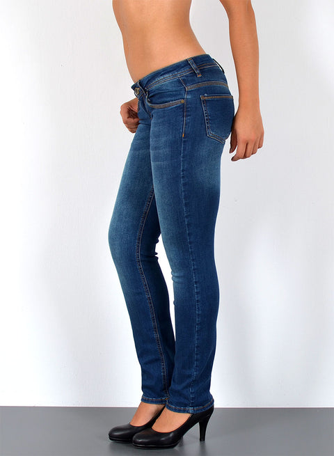 Low Waist Damen Jeans Straight Fit Hose mit Stretch