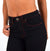 Schwarze Damen Jeans High Waist mit roter Naht